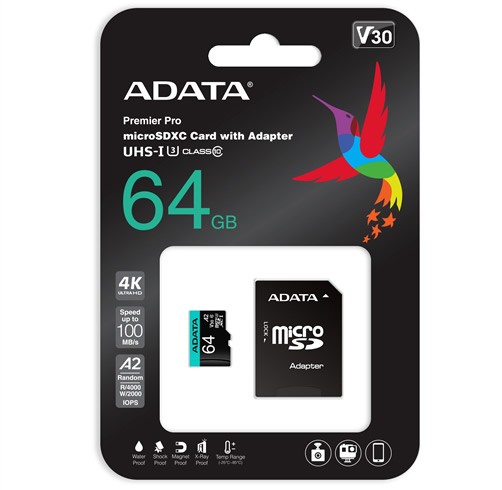 Adata Premier Pro  64GB MicroSD Uhs-I U3 ClasE 10