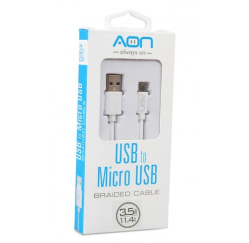 Cable AON USB a Micro USB Blanco (3.5m/11.4ft)
