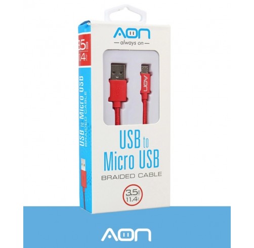 Cable AON USB a Micro USB – Rojo – 3.5m/11.4ft (AO-CB-3002)