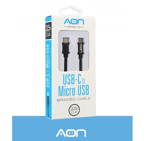 Cable AON USB-C a Micro USB – Negro – 3.5m / 11.4ft (AO-CB-6000)