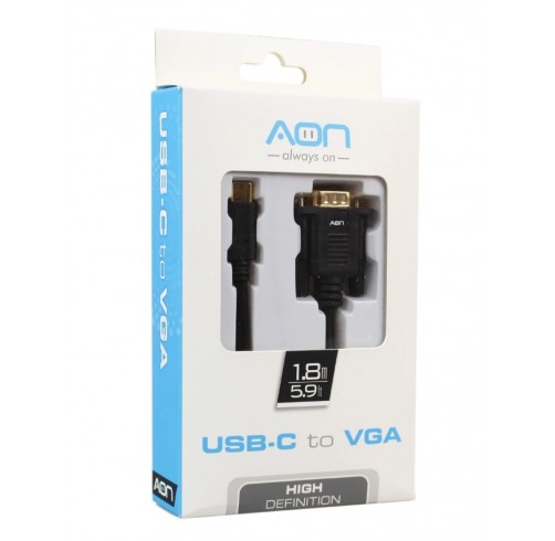 Adaptador AON USB-C a VGA – 1.8m/5.9ft – AO-CB-5101