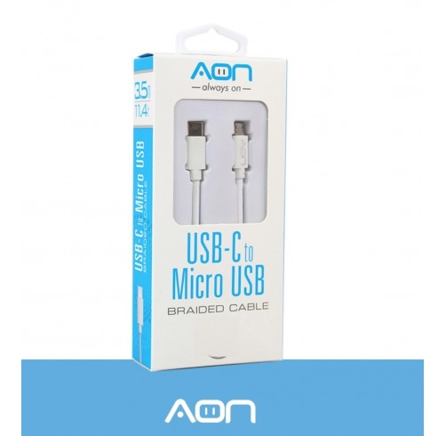 Cable AON USB-C a Micro USB – Blanco – 3.5m/11.4ft