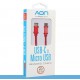 Cable AON USB-C a Micro USB Rojo (3.5m/11.4ft)