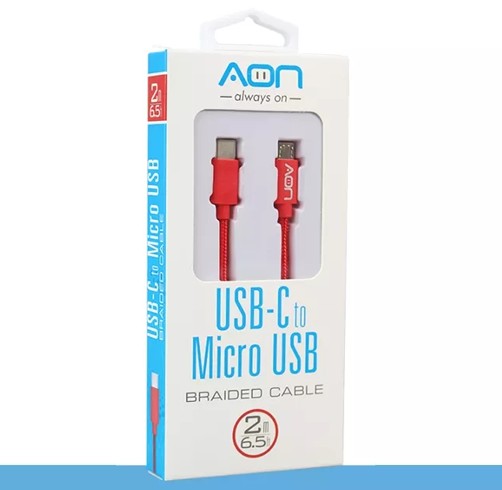 Cable AON USB-C a Micro USB Rojo (3.5m/11.4ft)