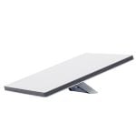 White incline desk with a metal angled support, designed to tilt for working or viewing.