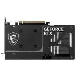 GeForce RTX graphics card with cooling shroud and MSI logo on the left, showing PCIe connector at top edge.