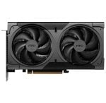 Dual-fan MSI graphics card with PCIe edge connector, front view