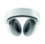 White over-ear headphones with cushioned ear pads on a white background.
