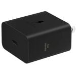 Black USB-C wall charger with a single port, shown at an angle; the body reads 'Low standby' on the side.