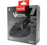 Maxell Vertical Bluetooth mouse in black packaging showing ergonomic vertical design and 2400 DPI label