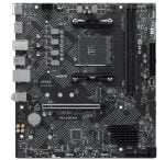 MSI PRO B550M-B motherboard with CPU socket, RAM slots, PCIe slot and rear I/O panel visible
