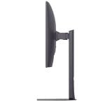 Side view of a slim computer monitor on an adjustable stand.