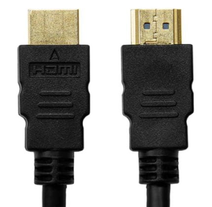 Close-up of two HDMI connectors with black housings and gold-plated ends, shown side by side.