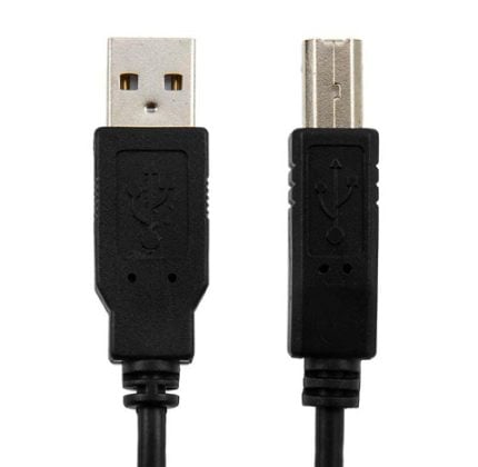 Two USB connectors: a male USB‑A plug on the left and a male Micro‑USB plug on the right, connected by a black cable.