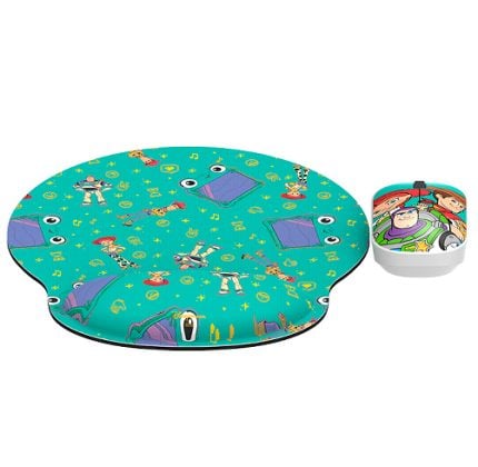 Kid-themed lunch plate and cup set with a turquoise space-themed pattern (astronauts, rockets, planets) designed for children.