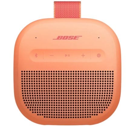 Orange Bose portable Bluetooth speaker with a fabric strap and perforated front grille on the front.