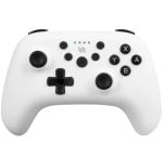 White wireless game controller with black analogue sticks, D‑pad, and A, B, X, Y buttons on a white background.