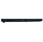 Slim dark laptop viewed from the side, with multiple ports visible along the left edge