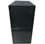 Black mid-tower desktop PC case with a textured lower front panel and a right-side front I/O cluster, M-TEK branding visible on the lower left of the front panel.
