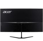 Rear view of a black Acer computer monitor on a slim V-shaped stand, logo visible on the back.
