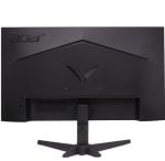 Rear view of a black Acer computer monitor on a V-shaped stand against a white background