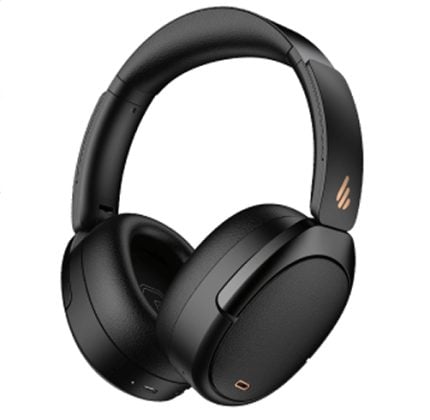 Black over-ear headphones with cushioned earcups and a copper logo on the earcup.