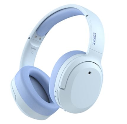 Light-blue over-ear headphones with cushioned ear cups (brand Edifier)
