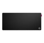 Large black rectangular mouse pad with rounded corners and a SteelSeries logo in the bottom-right corner.