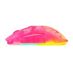 Rainbow gradient gaming mouse with textured honeycomb pattern and side buttons