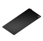 Slanted black graphics tablet with rounded corners and a small pink tab along the top edge.