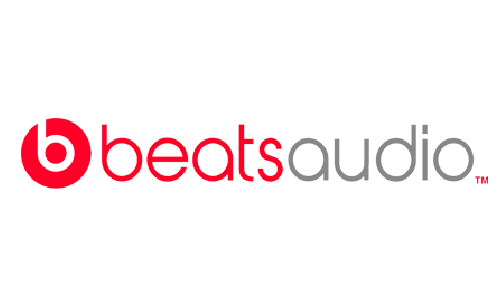 Beats Audio logo: red circular 'b' icon followed by 'beats' in red and 'audio' in gray.
