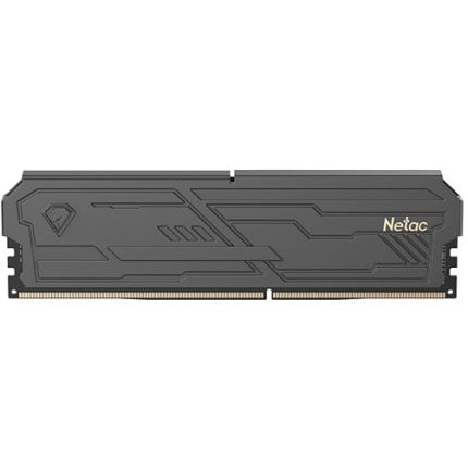Netac DDR4 memory stick with a dark gray heatsink and gold edge connectors for a PC