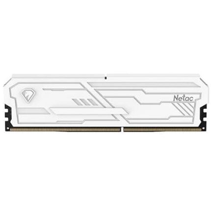 White PC memory (RAM) module with heat spreader, branded Netac, designed for desktop PCs