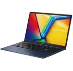 Open ASUS Vivobook laptop angled to show colorful screen and keyboard, brand visible on bezel (informational product photo)
