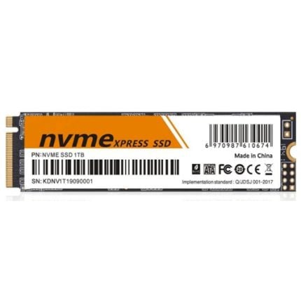 NVMe Express SSD 1TB M.2 drive with orange label