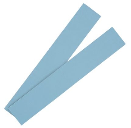 Two light-blue flat strips arranged diagonally on a white background with a slight overlap at one end.