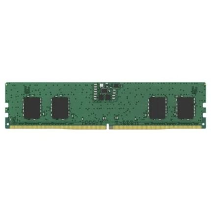Green RAM memory module (DIMM) with gold edge connectors and several black memory chips along the PCB edge
