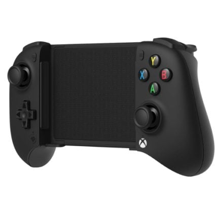 Black Xbox-style game controller with A/B/X/Y colored buttons and a large center touchpad.
