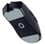 Bottom view of a black Razer Viper Pro SE wireless gaming mouse, showing its gray glide feet and underside design