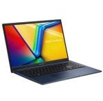 Open ASUS Vivobook laptop, angled view showing a colorful display and keyboard.