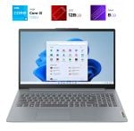 Laptop open to Windows 11 desktop with start menu visible on a gray keyboard chassis.