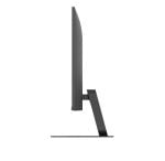 Side view of a slim monitor mounted on a black adjustable stand.