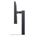 Side view of a flat-screen monitor mounted on an adjustable metal stand and arm