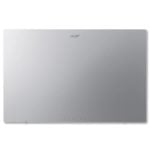 Closed silver Acer laptop lid with the Acer logo centered on the top surface, viewed from above.