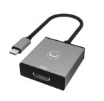 USB-C to HDMI video adapter with an HDMI port on a small silver-gray housing.