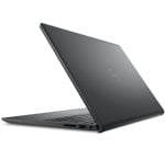 Black Dell laptop shown from a low side angle, partially open with USB/port on the left edge visible.