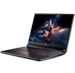 Gaming laptop on a white background with a red-backlit keyboard, open to a space-themed wallpaper on the screen.