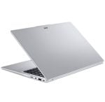 Silver Acer laptop partially open, showing side ports on a white background.