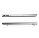 Slim silver laptop shown from the side with USB, HDMI, USB-C ports and headphone jack.