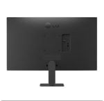 Rear view of an LG computer monitor on a stand, showing the back panel with ports and cable area.